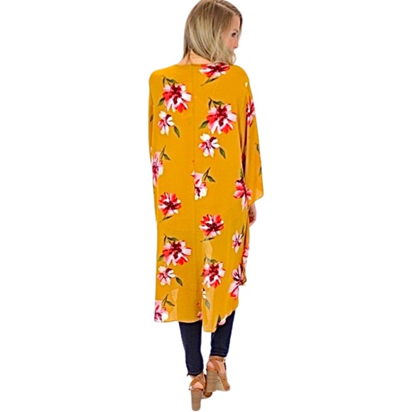 NWT* INFINITY RAINE Kimono Cardigan w/ Floral Print - Picture 3 of 13